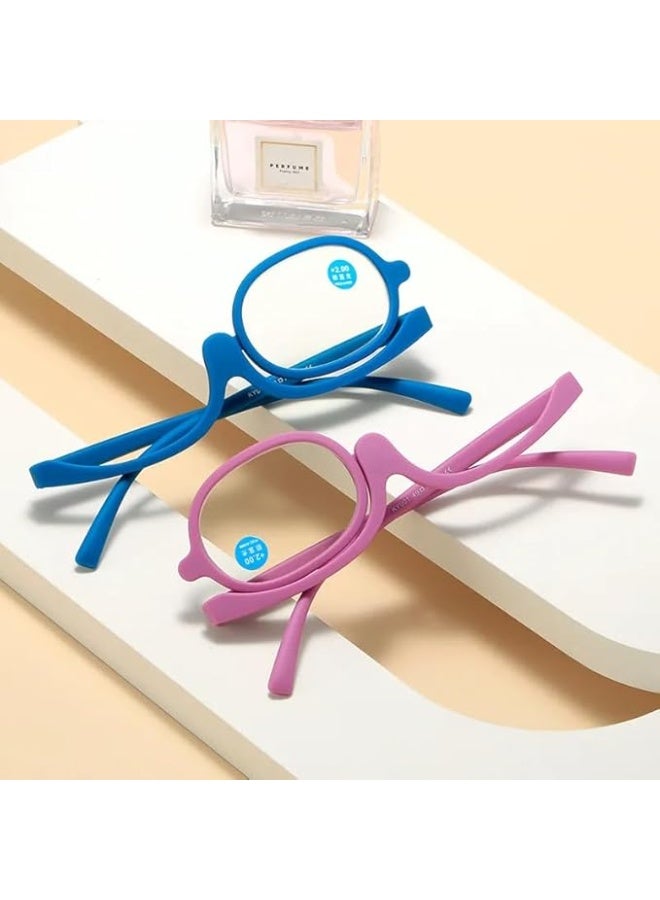 Magnifying Makeup Glasses with 180° Rotating Single Lens - Reading Eyeglasses for Eye Makeup Application & Grooming - Black Frame - Image 2